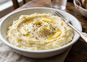 Cozinheiros concordam, o purê de batatas fica com melhor textura e sabor quando as batatas são cozidas com casca em bastante água e amassadas à mão
