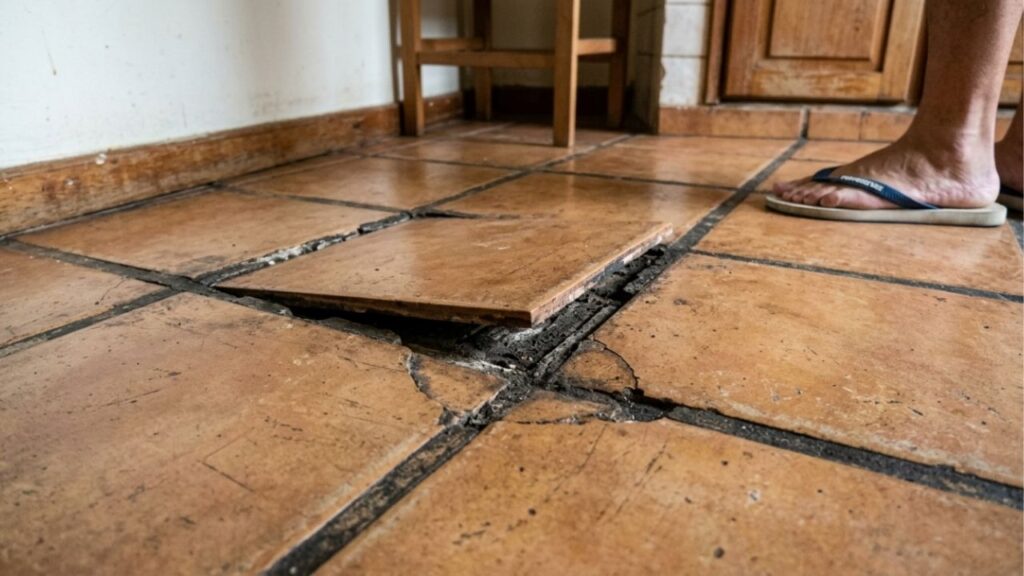 Pedreiro se recusa a assentar piso novo sobre cerâmica antiga em sala com desnível de 2 milímetros e explica ao proprietário o que acontece com o vinílico depois do primeiro verão