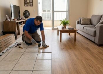 Pedreiro se recusa a assentar piso novo sobre cerâmica antiga em sala com desnível de 2 milímetros e explica ao proprietário o que acontece com o vinílico depois do primeiro verão