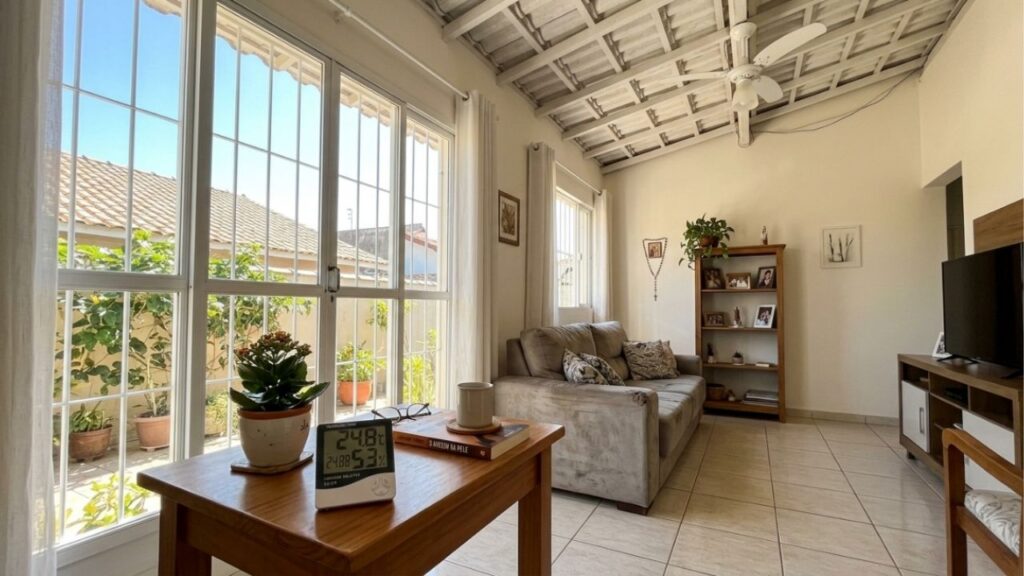 A gambiarra do telhado pintado de branco que derruba a temperatura da casa como um forro térmico: a tinta reflete o sol, o telhado esquenta menos e o cômodo abaixo fica vários graus mais fresco