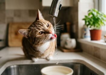 Por que alguns gatos preferem beber água corrente
