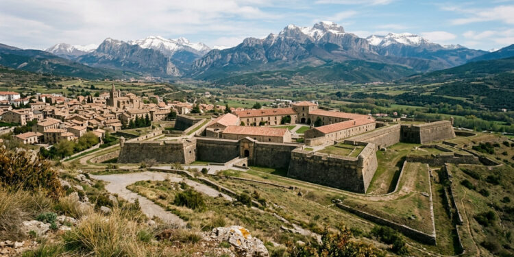Vista do alto, uma fortaleza espanhola preserva um pentágono do século XVI tão regular que cada vértice termina em uma estrutura feita para cruzar o fogo da artilharia