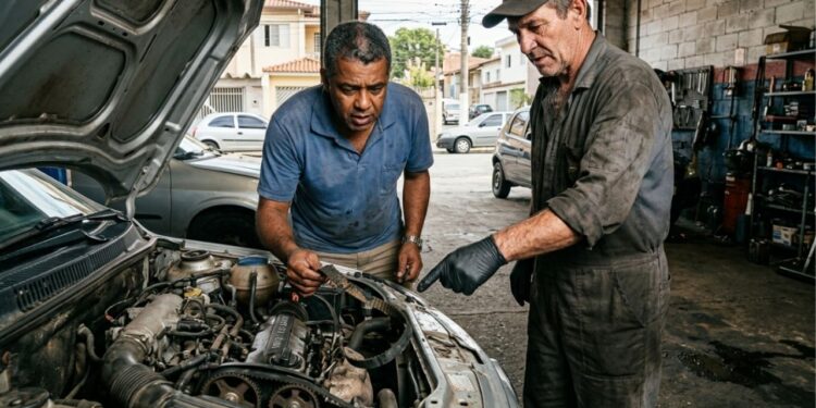 Mecânico que conserta motores há anos repete o mesmo alerta: a correia dentada deve ser trocada no prazo indicado para cada carro, óleo escuro não significa necessariamente óleo ruim mas o nível baixo pode danificar o motor, pneus carecas aumentam a distância de frenagem, e é a manutenção preventiva ignorada que pode causar grandes prejuízos