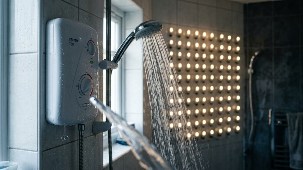 Consumo de chuveiro elétrico de 7.500 W em banhos curtos