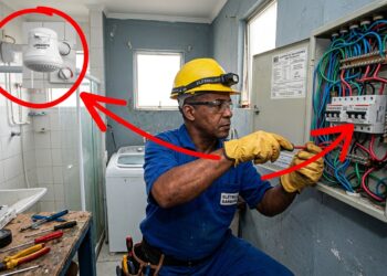Eletricista que refaz padrão de entrada repete o mesmo alerta: casa com chuveiro e forno elétrico juntos pede padrão bifásico, e disjuntor geral subdimensionado desarma toda vez que dois aparelhos ligam