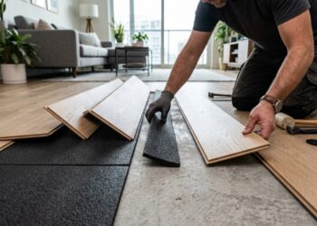 Piso vinílico sobre cerâmica e manta do laminado