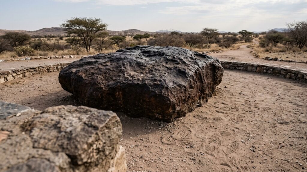 Meteorito Hoba de 60 toneladas permanece onde foi encontrado - Imagem ilustrativa criada por inteligência artificial (ChatGPT / Olhar Digital)