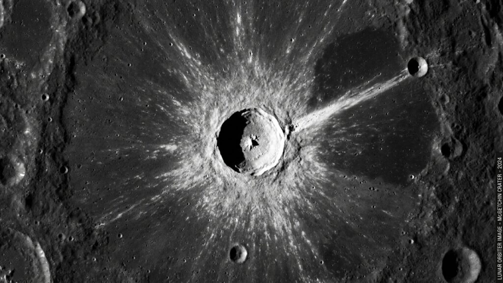 NASA identifica enorme cratera recente na superfície da Lua - Imagem ilustrativa criada por inteligência artificial (ChatGPT / Olhar Digital)