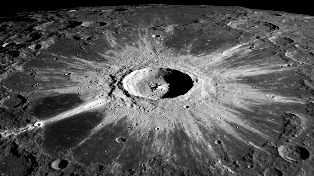 NASA identifica enorme cratera recente na superfície da Lua - Imagem ilustrativa criada por inteligência artificial (ChatGPT / Olhar Digital)