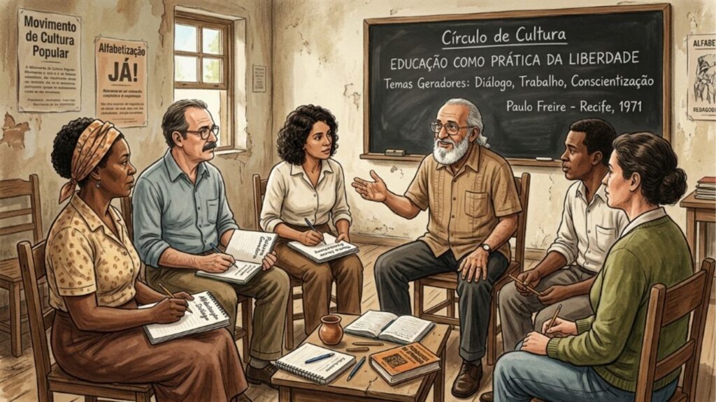 Paulo Freire e a Pedagogia Crítica, em reflexão sobre a libertação: a frase “Quando a educação não é libertadora, o sonho do oprimido é ser o opressor” resume uma ideia presente em sua obra, mas não tem fonte literal confirmada