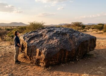 Meteorito Hoba de 60 toneladas permanece onde foi encontrado