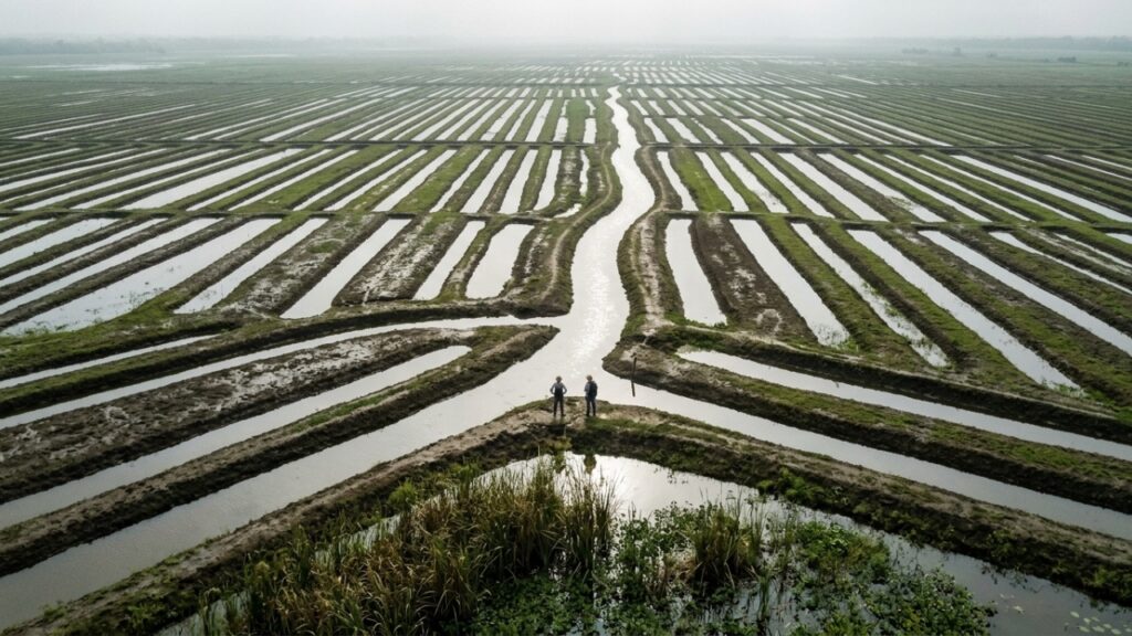 Canais pré-hispânicos de La Mojana cobrem 500 mil hectares - Imagem ilustrativa criada por inteligência artificial (ChatGPT / Olhar Digital)