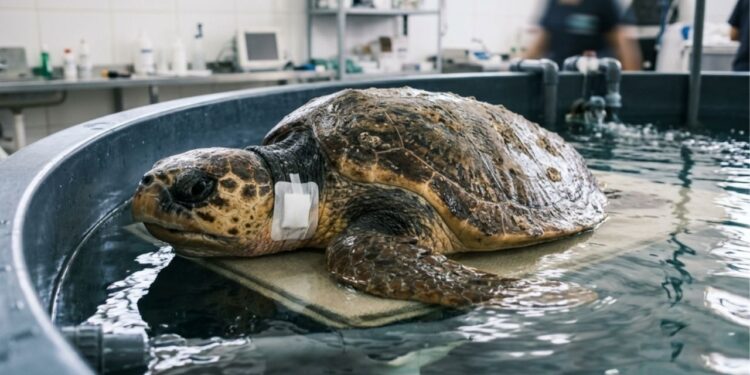 Tartaruga marinha resgatada com anzol na garganta passa por cirurgia: como funciona a volta ao mar e o rastreamento de suas rotas