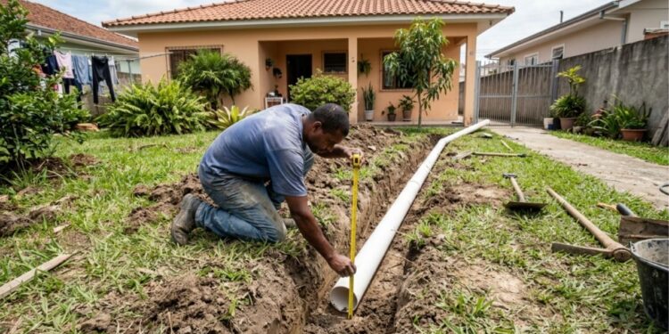 A gambiarra do tubo de PVC enterrado no quintal inspirada em um trocador de calor terra-ar: na proposta divulgada, o ar quente entra, percorre 10 metros de tubo a 60 centímetros de profundidade — onde o solo estaria a 22 °C — e pode sair até 8 °C mais frio, embora o resultado varie e o sistema possa precisar de ventilador