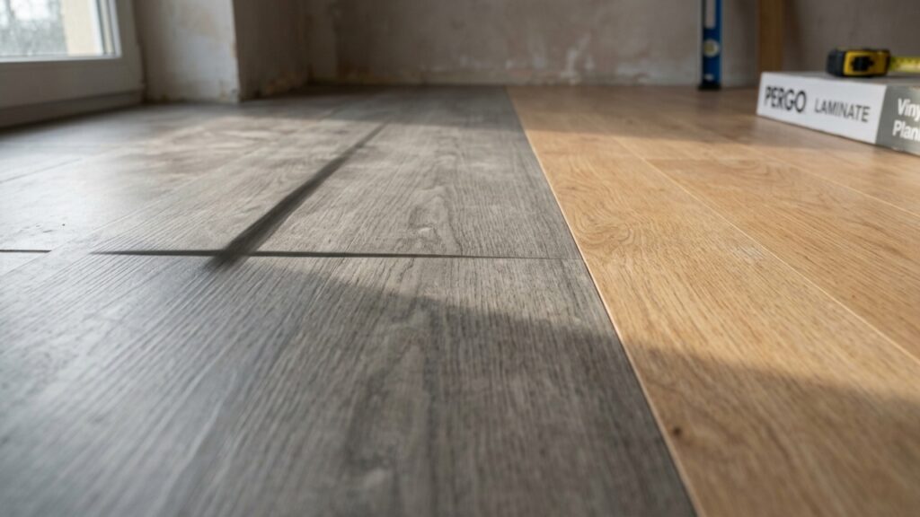 Piso vinílico sobre cerâmica e manta do laminado
