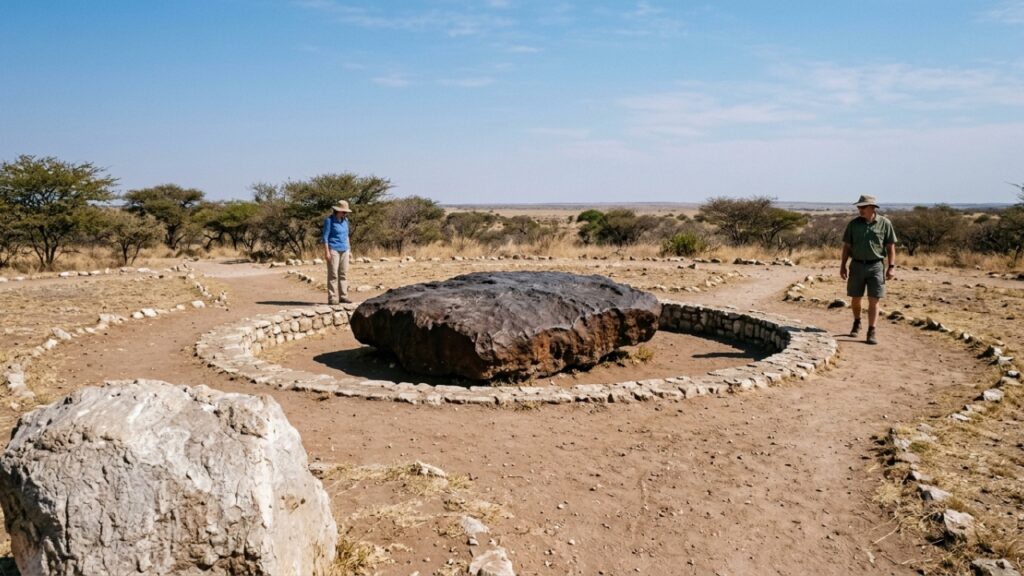 Meteorito Hoba de 60 toneladas permanece onde foi encontrado - Imagem ilustrativa criada por inteligência artificial (ChatGPT / Olhar Digital)