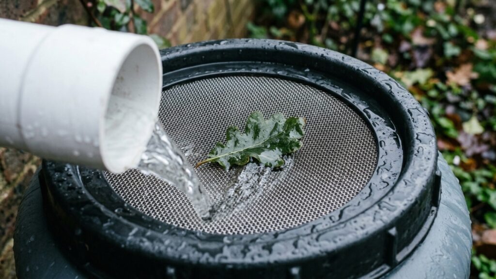 Tambor capta água da chuva para regar o jardim