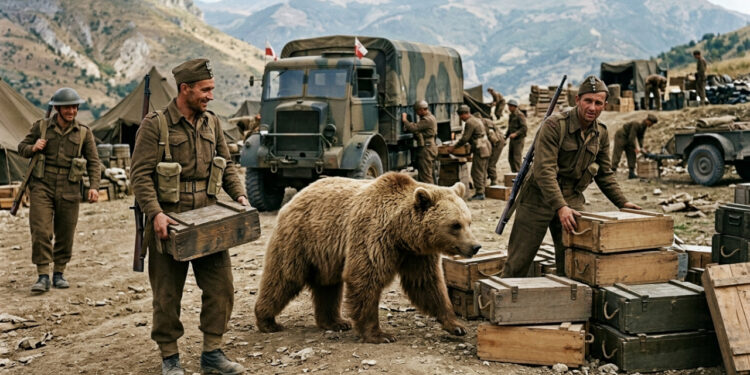 Um urso foi alistado no exército polonês com patente, registro e soldo em rações, e carregou caixas de munição na Itália