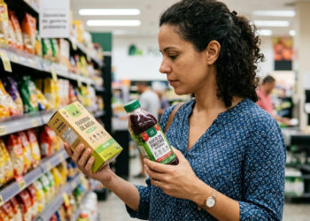 A Anvisa mudou o rótulo dos alimentos e a lupa preta não diz que o produto faz mal, ela indica limite por 100 g ou 100 ml