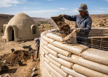 SuperAdobe usa terra ensacada e arame para formar paredes