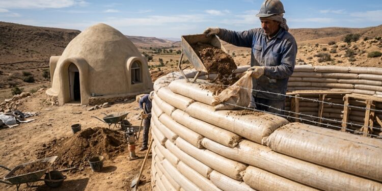 SuperAdobe usa terra ensacada e arame para formar paredes