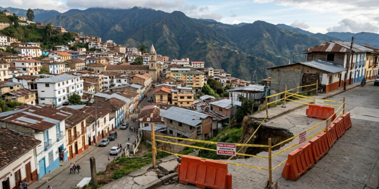 Um buraco se abriu no centro histórico de uma cidade e deixou quatro casas destruídas em uma noite de dezembro