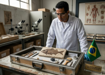 Fósseis retirados ilegalmente da Chapada do Araripe estão sendo repatriados ao Brasil, recuperando peças importantes do patrimônio paleontológico nacional. - (Imagem gerada por inteligência artificial-ChatGPT/Olhar Digital)