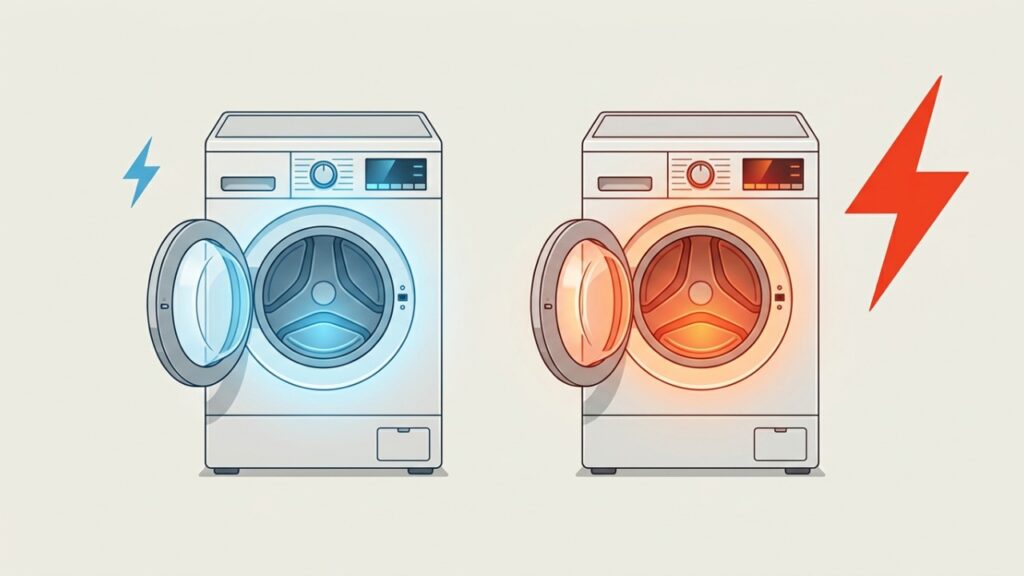 A máquina de lavar em ciclo quente gasta cinco vezes mais que em água fria, e a mudança sozinha reduz a conta sem alterar a limpeza da roupa