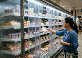 A gambiarra com cortina de PVC de açougue cortada sob medida que reduz em até 20% o gasto de energia da geladeira, mantendo o frio dentro mesmo com a porta aberta