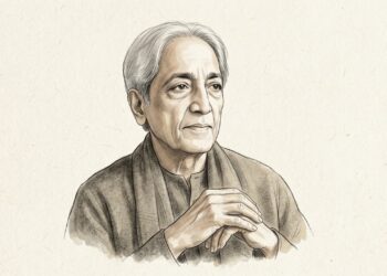 Krishnamurti questiona mudanças adiadas quando o presente continua repetindo os mesmos padrões - Imagem criada por inteligência artificial (ChatGPT / Olhar Digital)