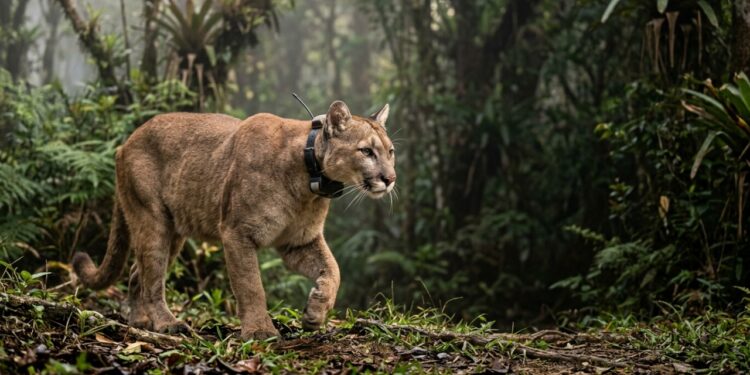 Onça-parda reabilitada voltou à natureza com monitoramento por radiocolar - Imagem criada por inteligência artificia (ChatGPT / Olhar Digital)