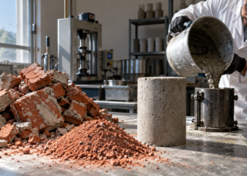 Tijolos demolidos viram material para novo concreto