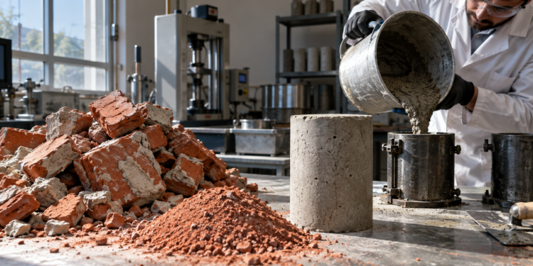 Tijolos demolidos viram material para novo concreto