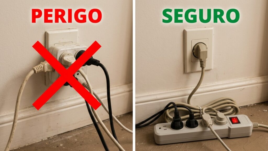 Eletricista repete o mesmo alerta todo fim de ano: pisca-pisca ligado no benjamim junto com outros aparelhos pode derreter a tomada