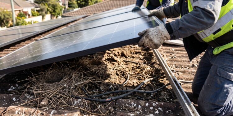 Homem tirou os painéis solares do telhado depois de sete anos e ficou impressionado com o que encontrou embaixo: a sujeira, as fezes de pombo e a diferença de temperatura nas telhas explicam por que a inclinação e o vão de ventilação valem mais do que a marca do painel