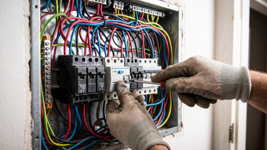Eletricista que monta quadro de distribuição repete o mesmo alerta: tomada de cozinha pede circuito separado da iluminação, e a falta de DR deixa a casa sem proteção contra choque