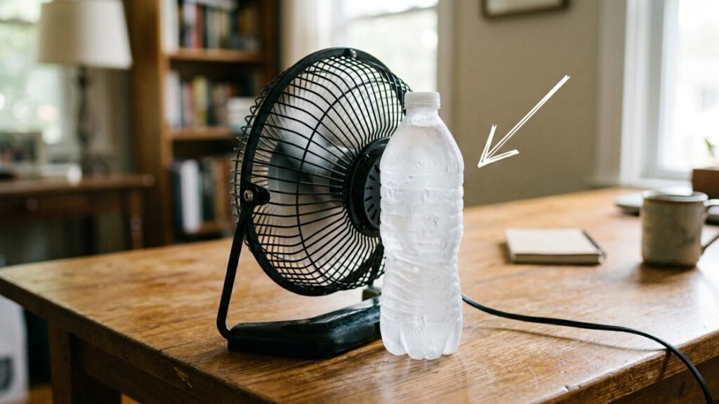 Colocar uma garrafa congelada atrás do ventilador funciona? O truque barato que muita gente testa nas noites quentes