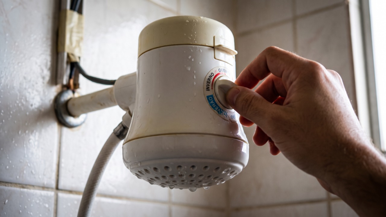 Eletricista repete o alerta: o chuveiro elétrico pode responder por até um terço da conta de luz, e a posição “verão” corta boa parte desse gasto