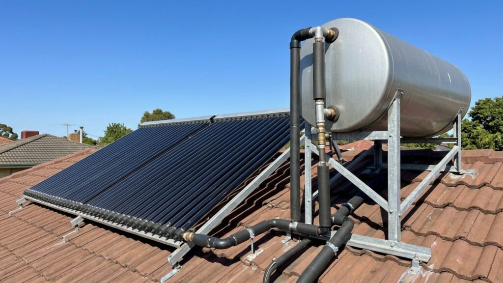 Casas estão usando tubos pretos expostos ao sol para pré-aquecer água antes do chuveiro, reduzindo o trabalho da resistência justamente no período mais quente do dia