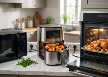 Qual gasta menos para esquentar comida: air fryer, forno elétrico ou micro-ondas?