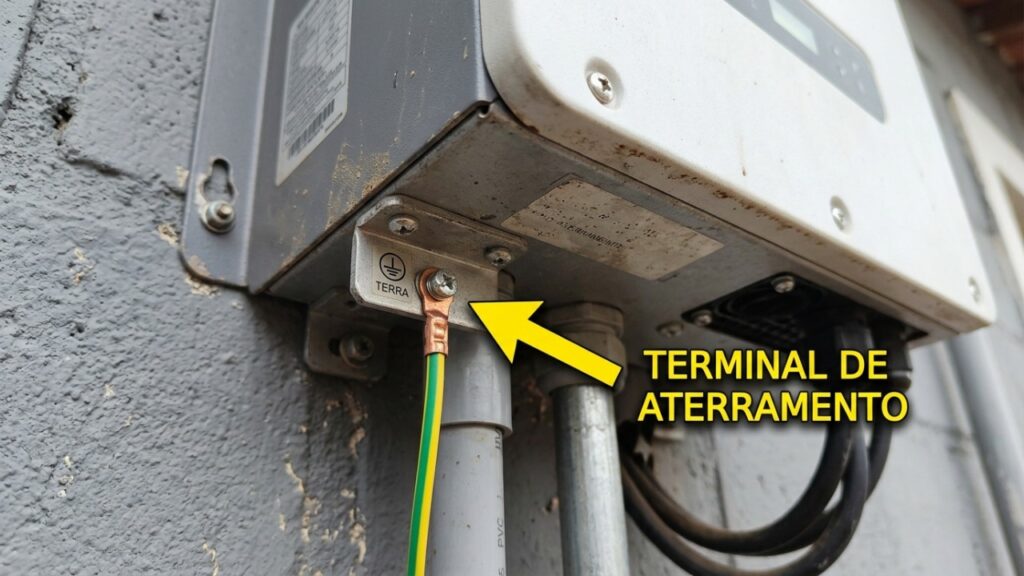 Técnico que instala placa solar repete o mesmo alerta: o inversor pede aterramento próprio e disjuntor específico, e fio subdimensionado no telhado esquenta e derruba a geração