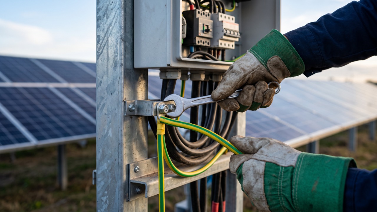Técnico que instala placa solar repete o mesmo alerta: o inversor pede aterramento próprio e disjuntor específico, e fio subdimensionado no telhado esquenta e derruba a geração