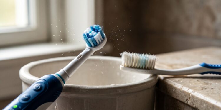 Dentista revela segredo da escova elétrica: estudos apontam redução de 21% na placa bacteriana após três meses em comparação com a escova manual