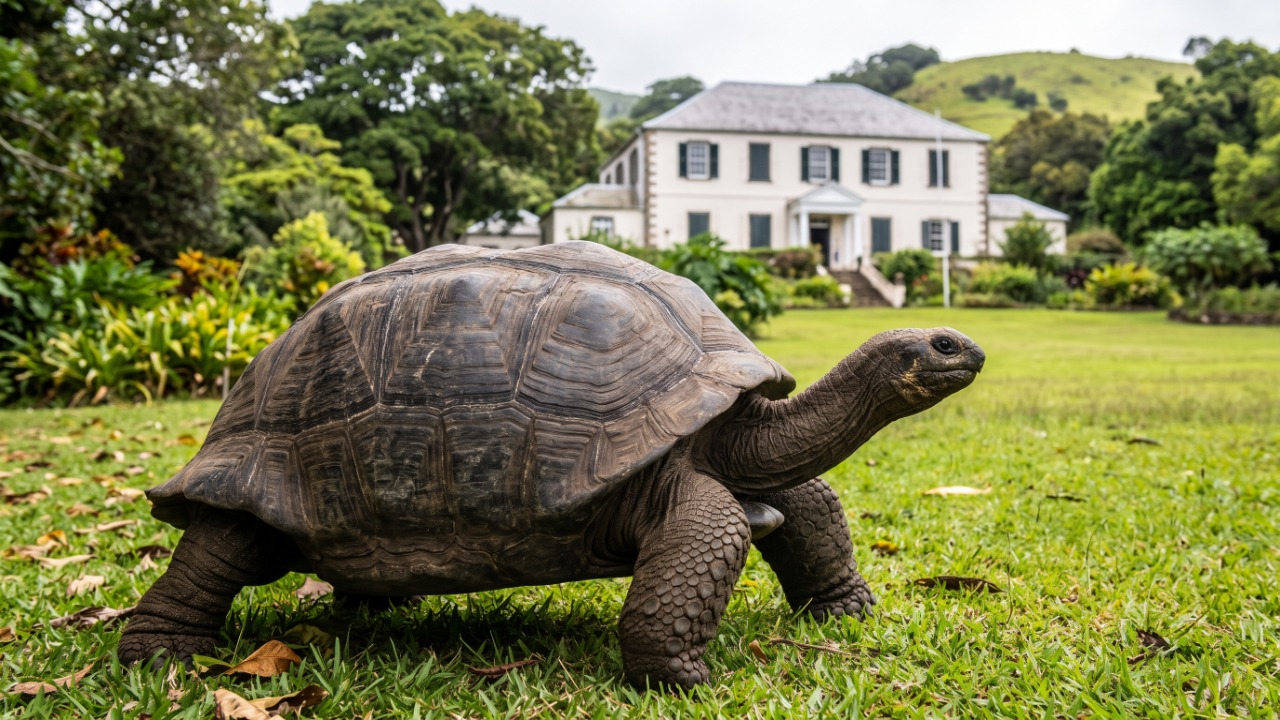 Jonathan, a tartaruga-gigante da ilha de Santa Helena, tem cerca de 190 anos, já viveu sob o reinado de 8 monarcas britânicos e é o animal terrestre mais velho do mundo