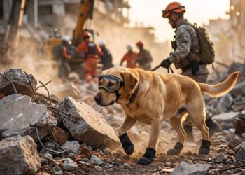 A cadela Frida que participou de operações de resgate após terremotos no México, ajudou a salvar 12 pessoas durante sua carreira, virou símbolo nacional com seus óculos de proteção e morreu aos 13 anos, em 2022, após se aposentar da Marinha mexicana