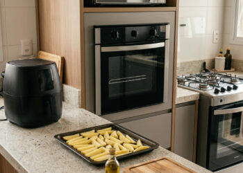 Qual consome menos energia para preparar a mesma comida: airfryer, forno elétrico ou forno a gás?