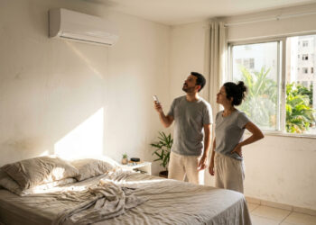 Casal compra ar-condicionado de 9.000 BTUs em 12 vezes para um quarto de 20 m² com sol da tarde e descobre que o aparelho nunca chega à temperatura, a conta que os técnicos usam para escolher a potência certa