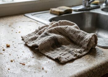 Profissionais de limpeza concordam: usar um pano só na cozinha é o erro, o certo são três, um para bancada, um para louça e um para as mãos, e o pano pendurado na torneira é o que mais acumula bactéria