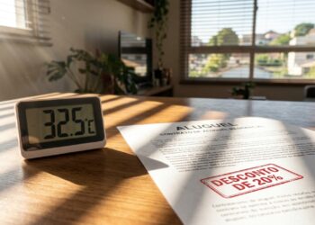 Medidor digital registrando 31,8 °C junto a um caderno com anotações de temperaturas diárias no parapeito de uma janela. - (Imagem gerada por inteligência artificial-ChatGPT/Olhar Digital)