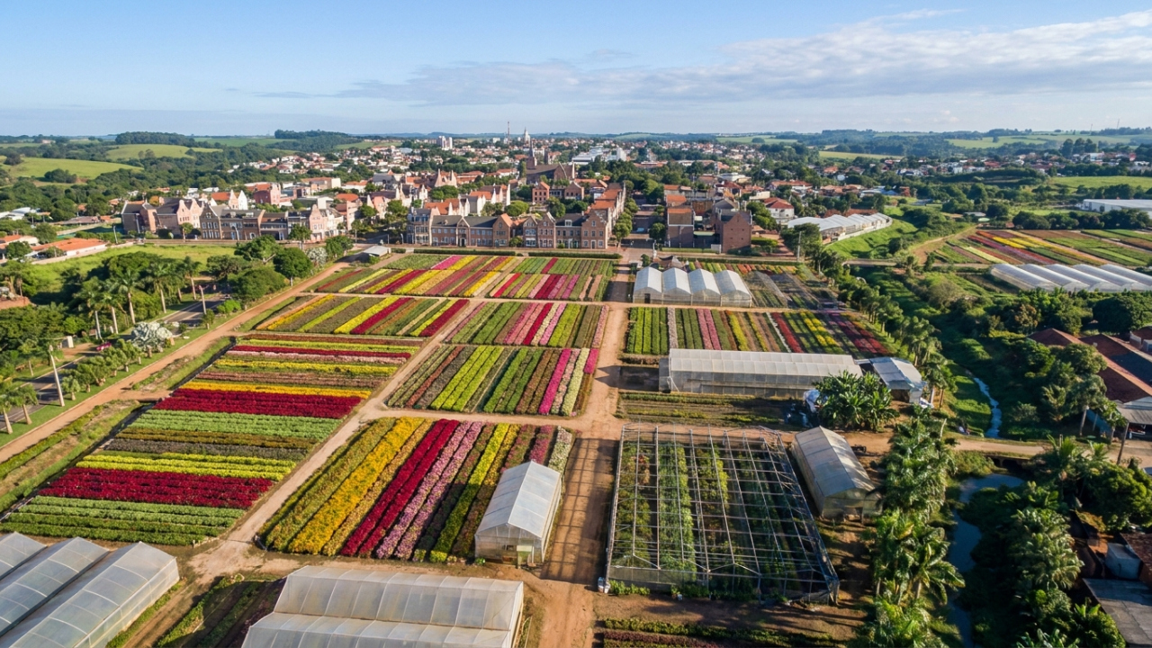 O destino paulista onde campos de flores ocupam boa parte da zona rural transformou produção agrícola em festivais, visitas a estufas e turismo durante o ano inteiro